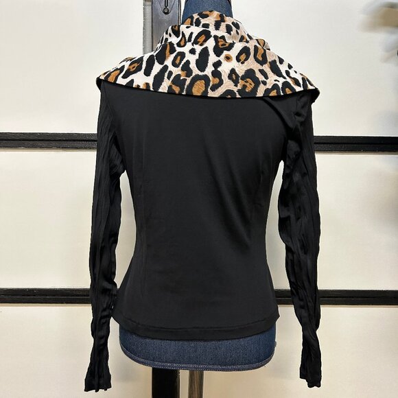 Alberto Makali Leopard Print Light Jacket, Size Small, Zip Front & Tie String - Picture 2 of 5